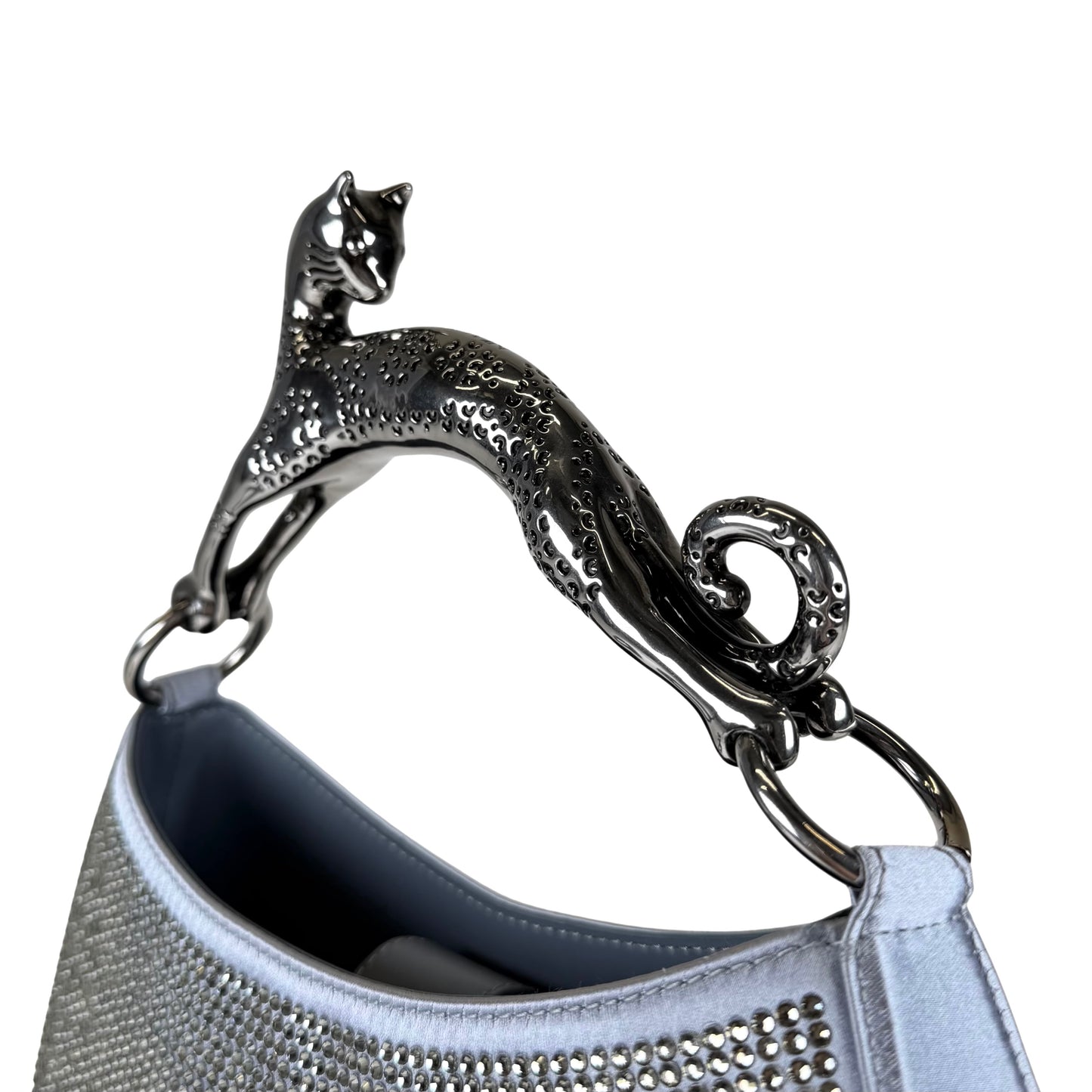 Lanvin Satin Crystal Cat Handled Hobo Bag