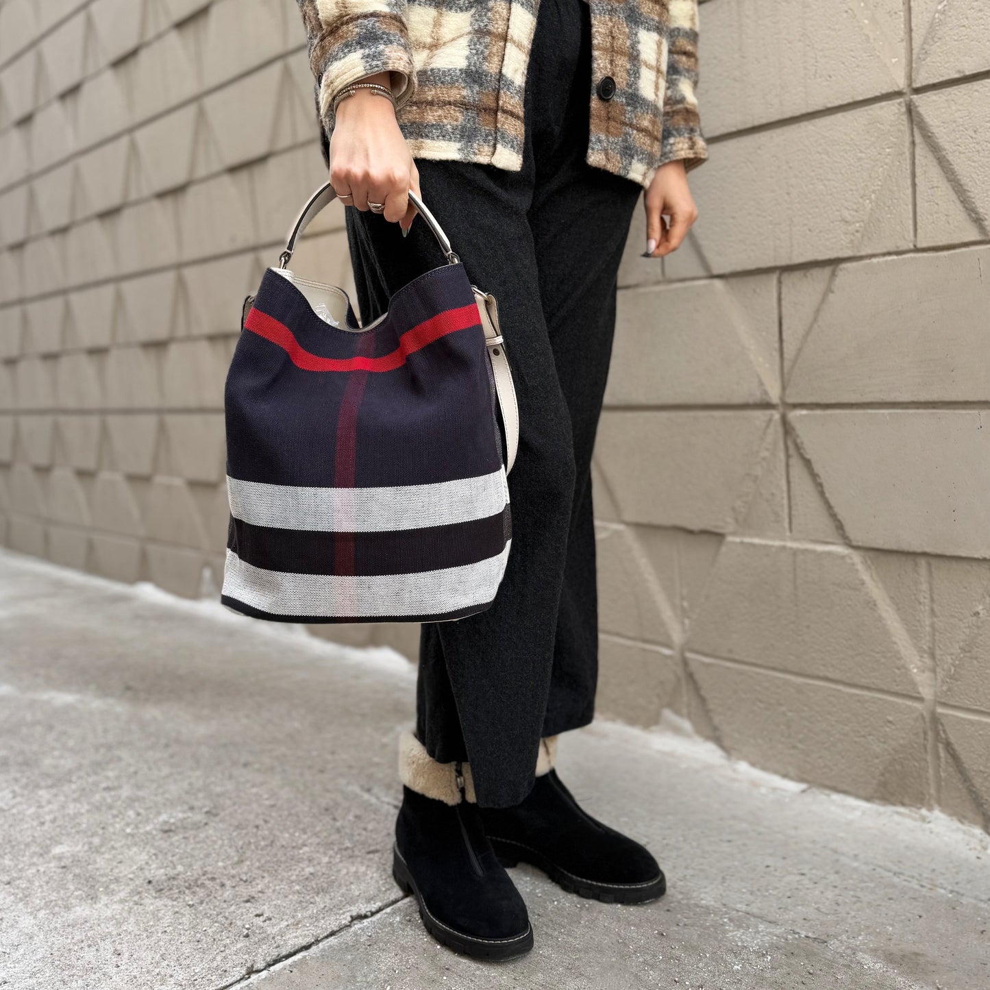 Burberry Ashby Canvas Hobo Bag