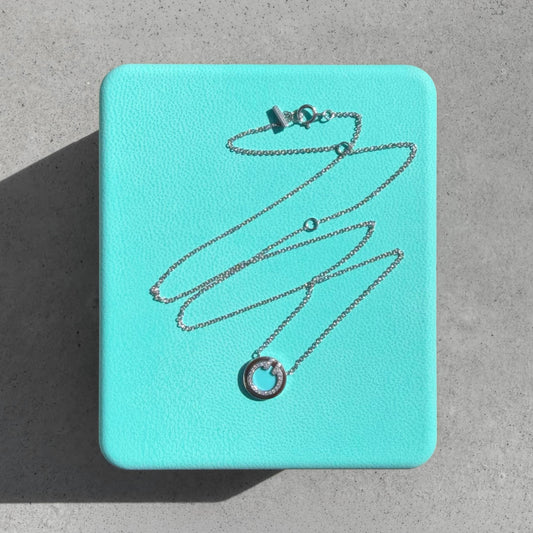 Tiffany & Co. T Circle White Gold Turquoise Diamonds Necklace
