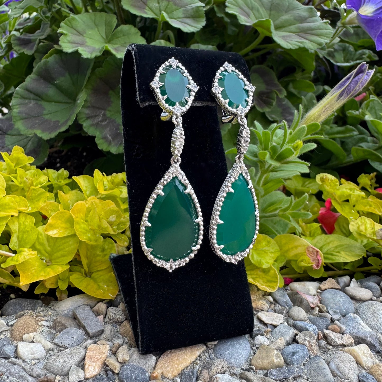 Judith Ripka Green Quartz Drop Earrings