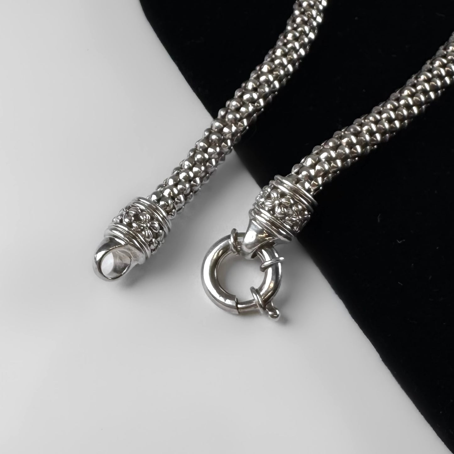 Yellow Gold Accents and Diamonds Sterling Silver Popcorn Link Necklace
