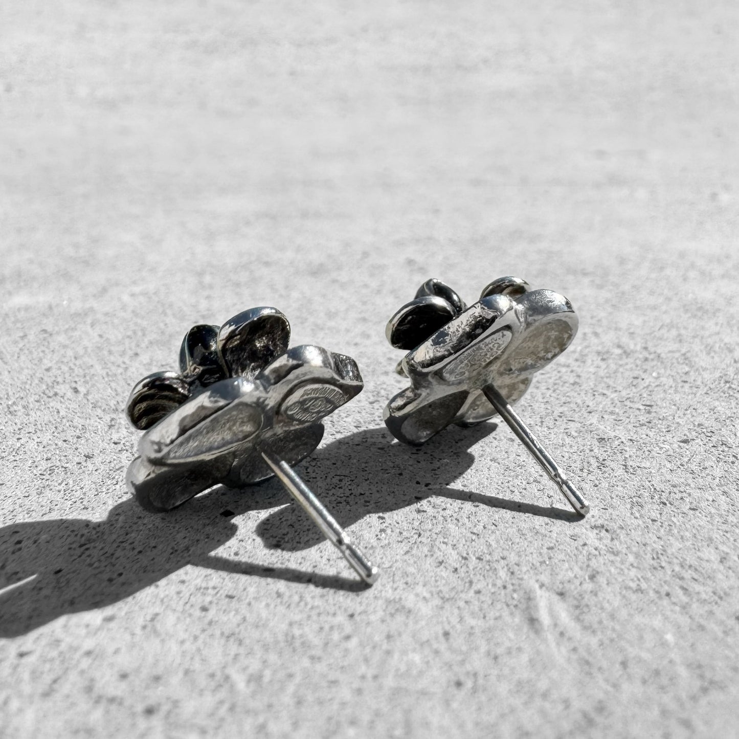 Chanel Black Resin Camellia Stud Earrings