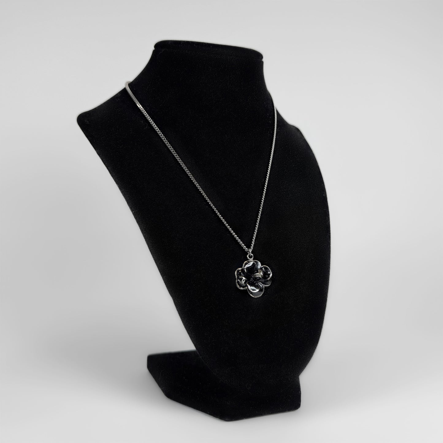 Chanel Black Resin Camellia Necklace