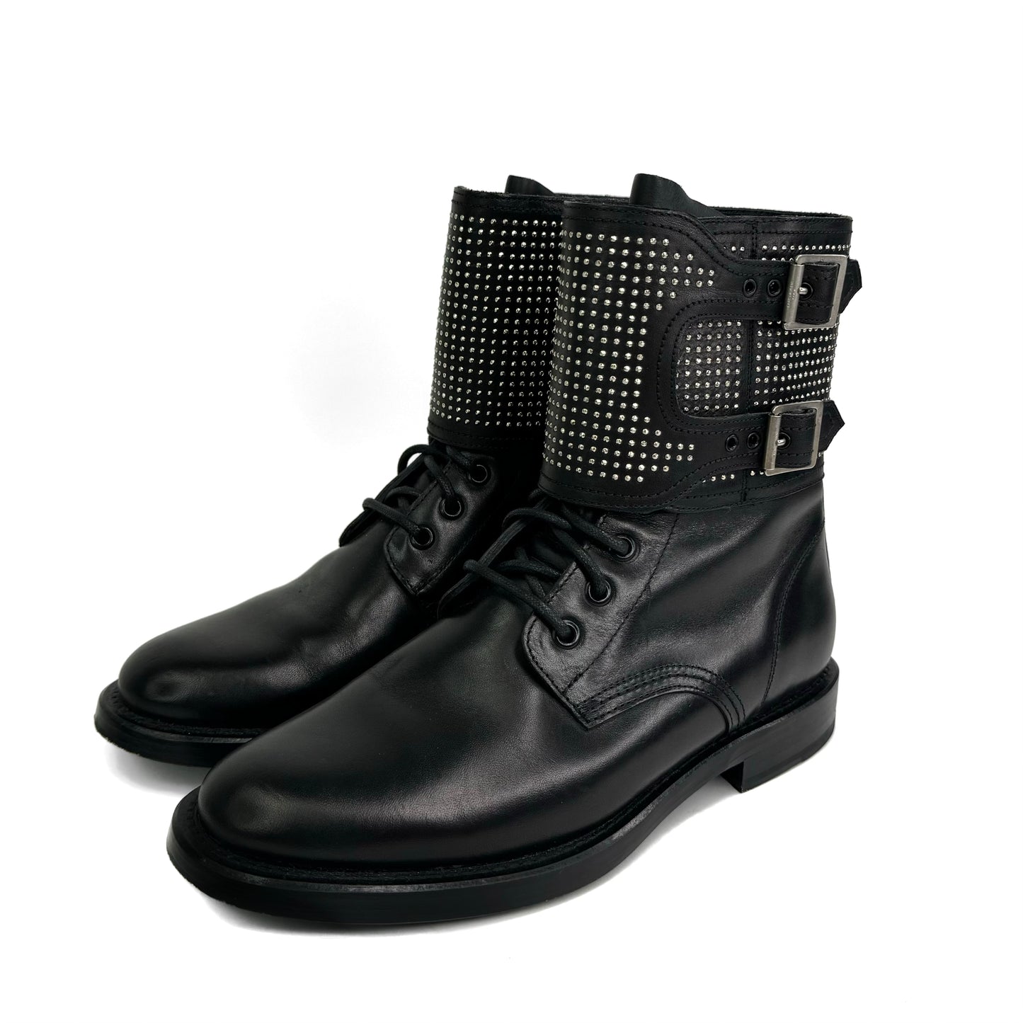 Saint Laurent Studded Buckle Combat Boots