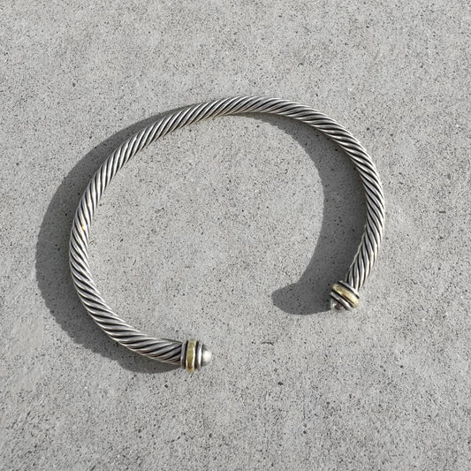 David Yurman Two Tone Cable Classic Cuff Bracelet