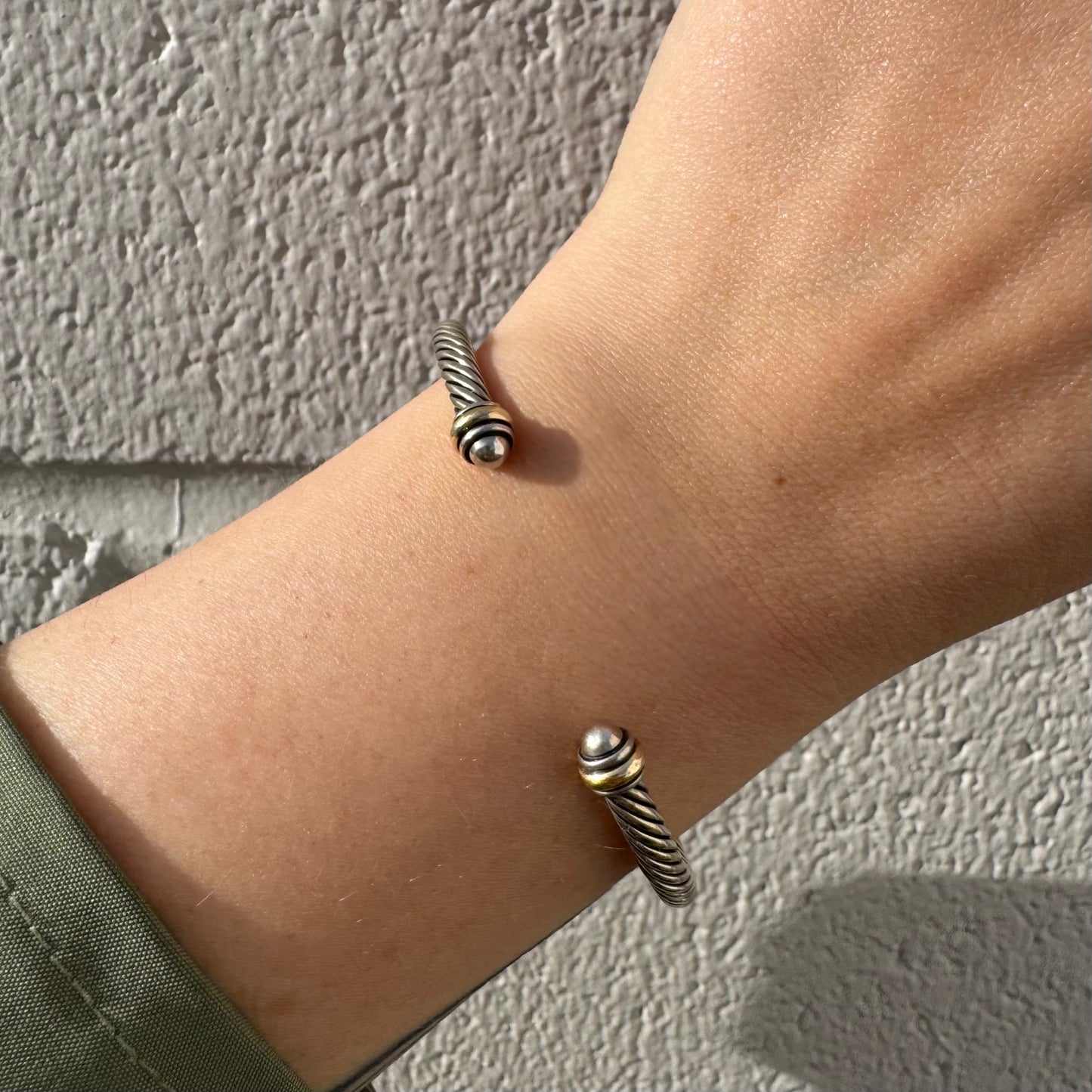 David Yurman Two Tone Cable Classic Cuff Bracelet