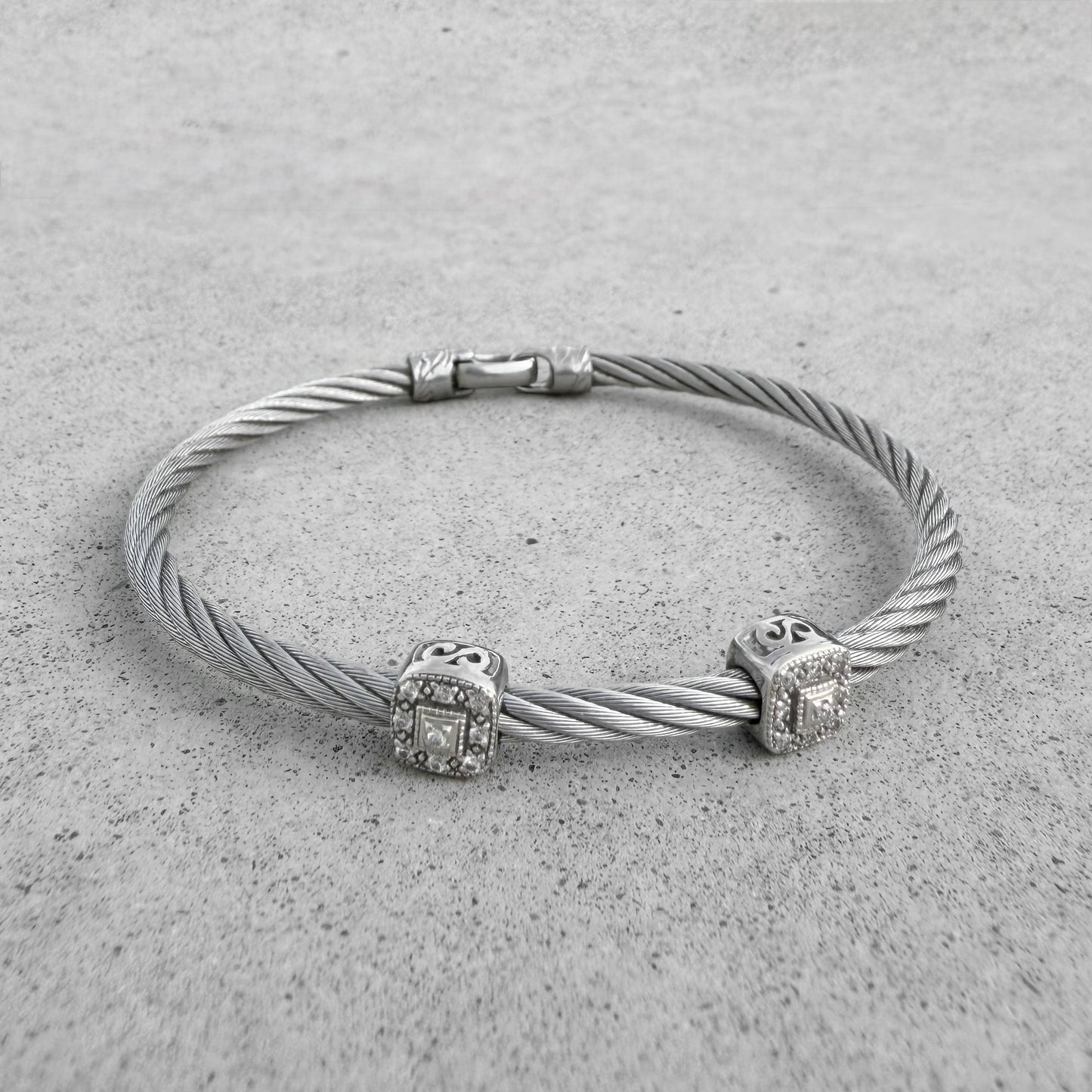 Alor Two White Gold Station Diamond Cable Bracelet