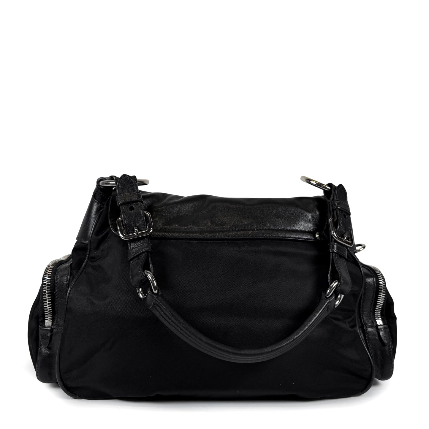 Prada Nylon Leather Pushlock Bag