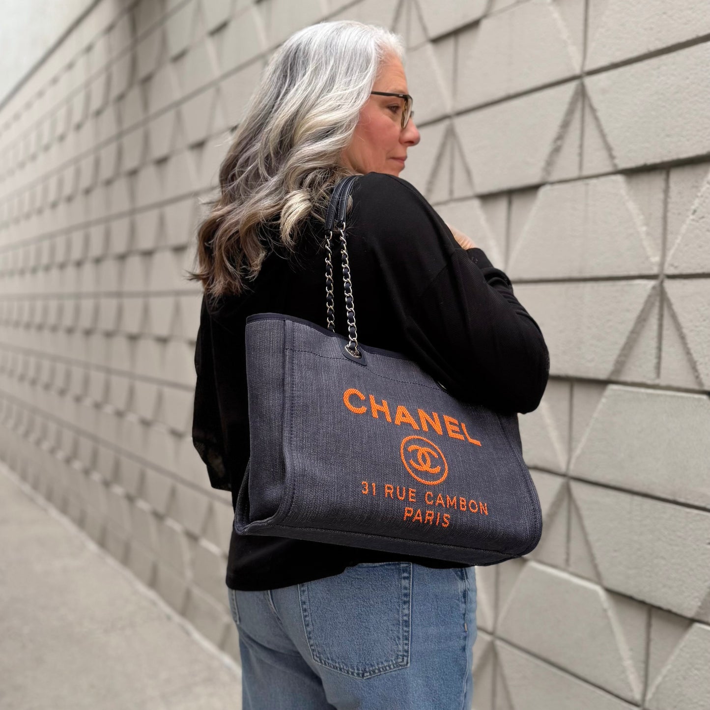 Chanel Deauville Denim Small Tote Bag