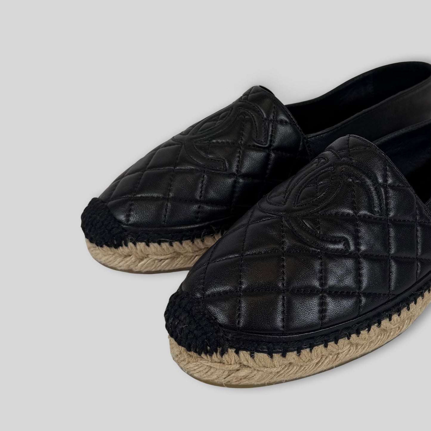 Chanel Quilted Lambskin Leather CC Espadrilles