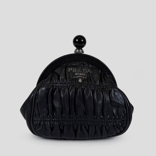Prada Gaufre Leather Kiss-Lock Coin Purse