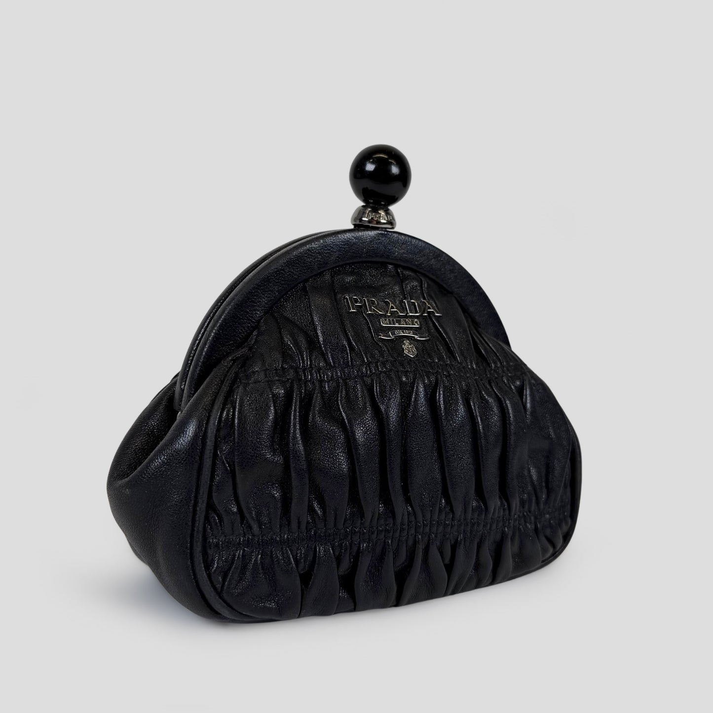 Prada Gaufre Leather Kiss-Lock Coin Purse