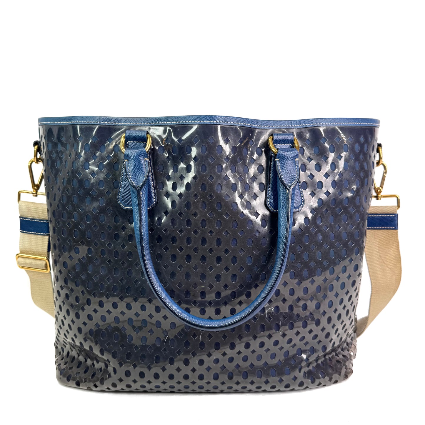 Prada Roti Perforated Vinyl Tote Bag