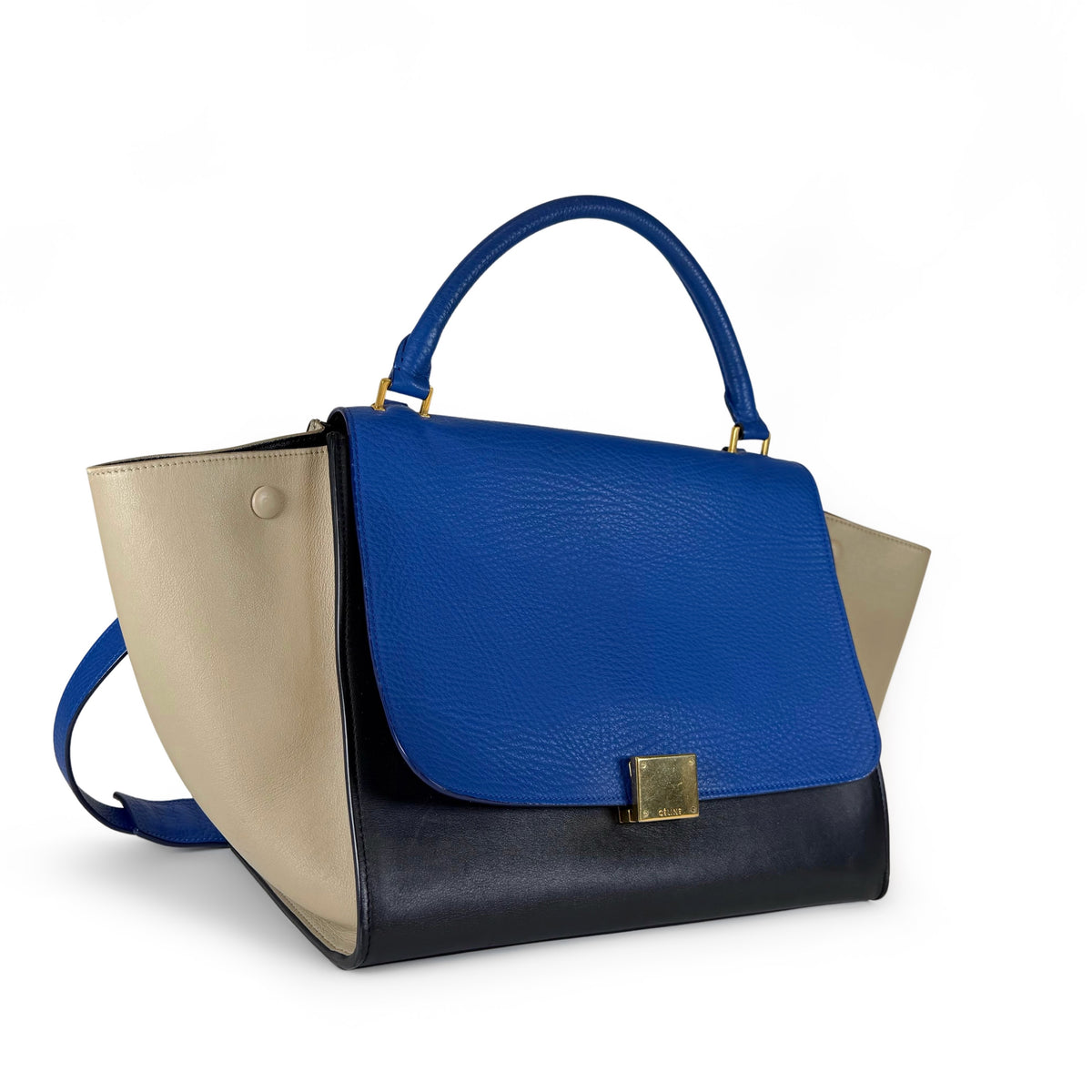 Celine Tricolor Leather Medium Trapeze Bag