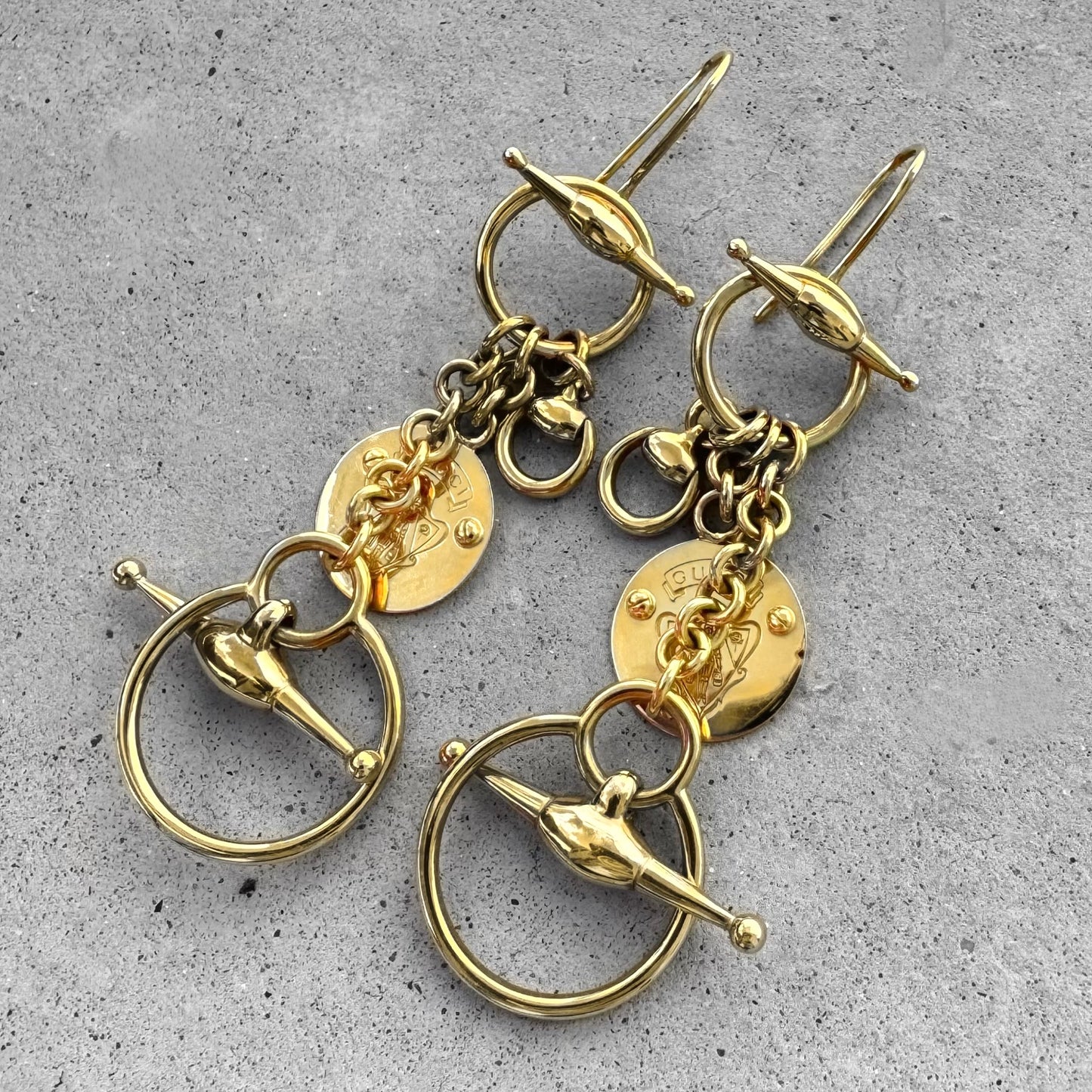 Gucci Horsebit Yellow Gold Drop Earrings