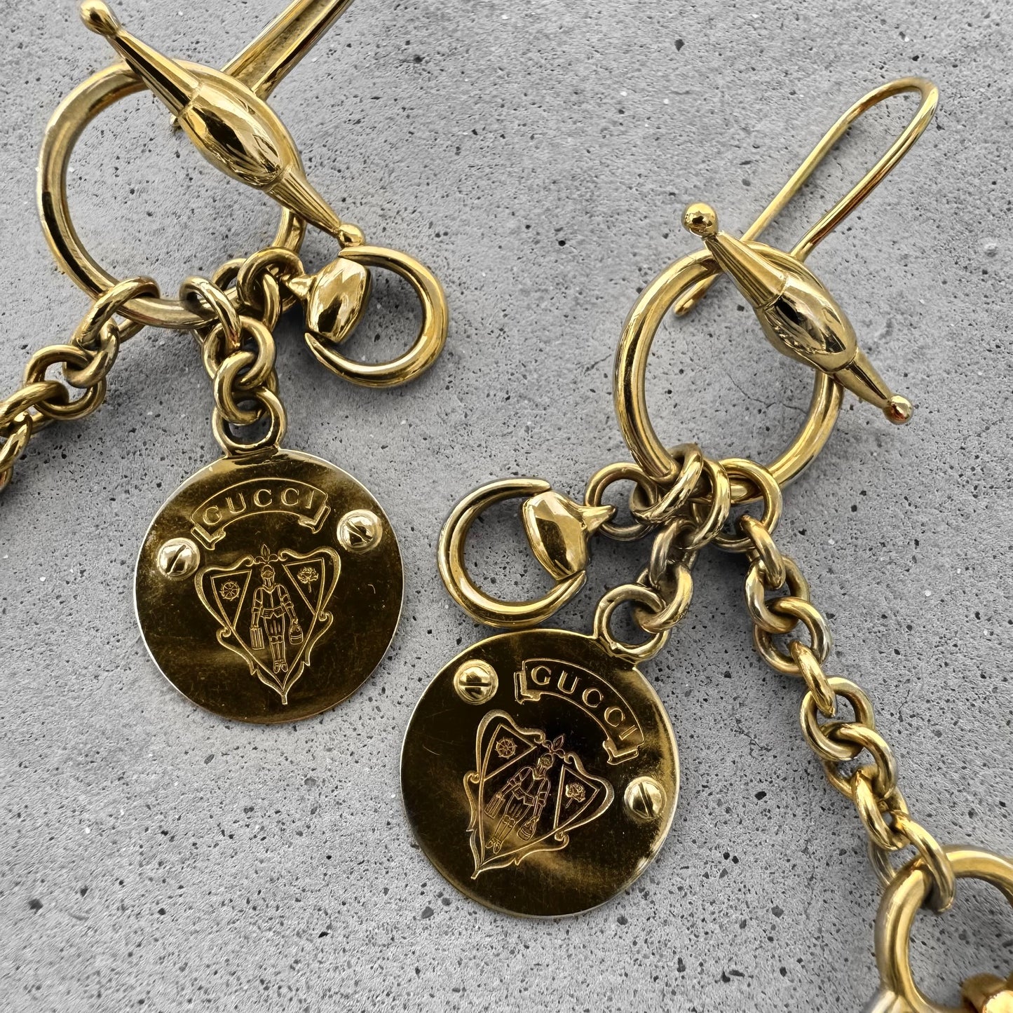 Gucci Horsebit Yellow Gold Drop Earrings