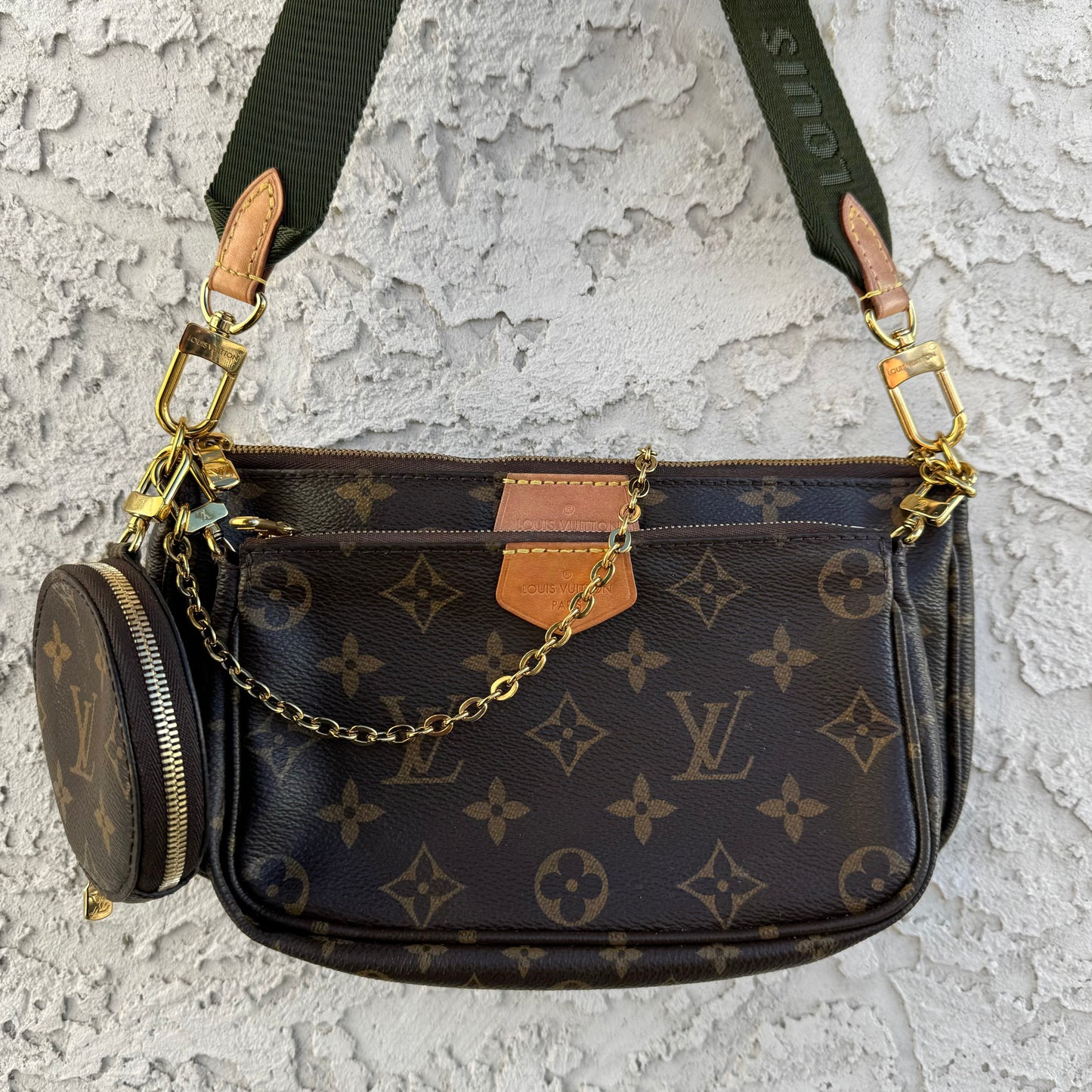 Louis Vuitton Monogram Khaki Green Multi Pochette