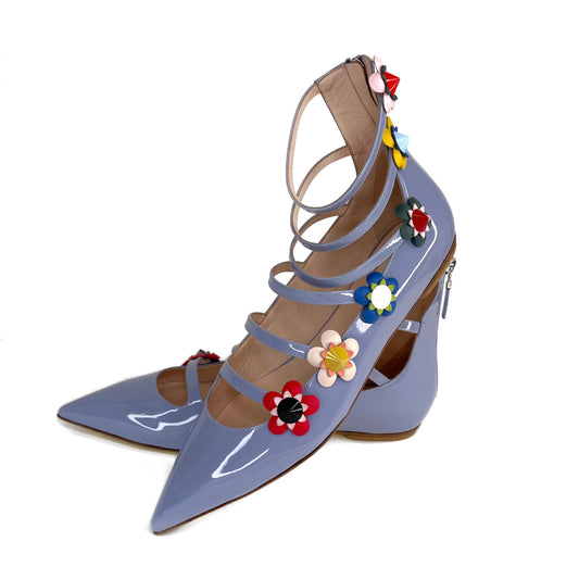 FENDI Purple Cut Out Flowered Ankle Shoes