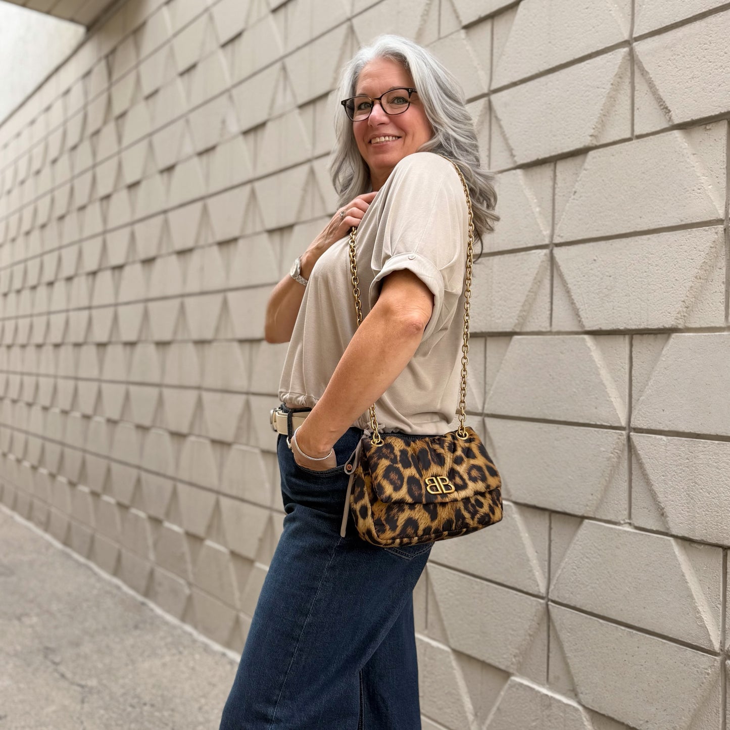 Balenciaga Monaco Leopard Print Mini Bag