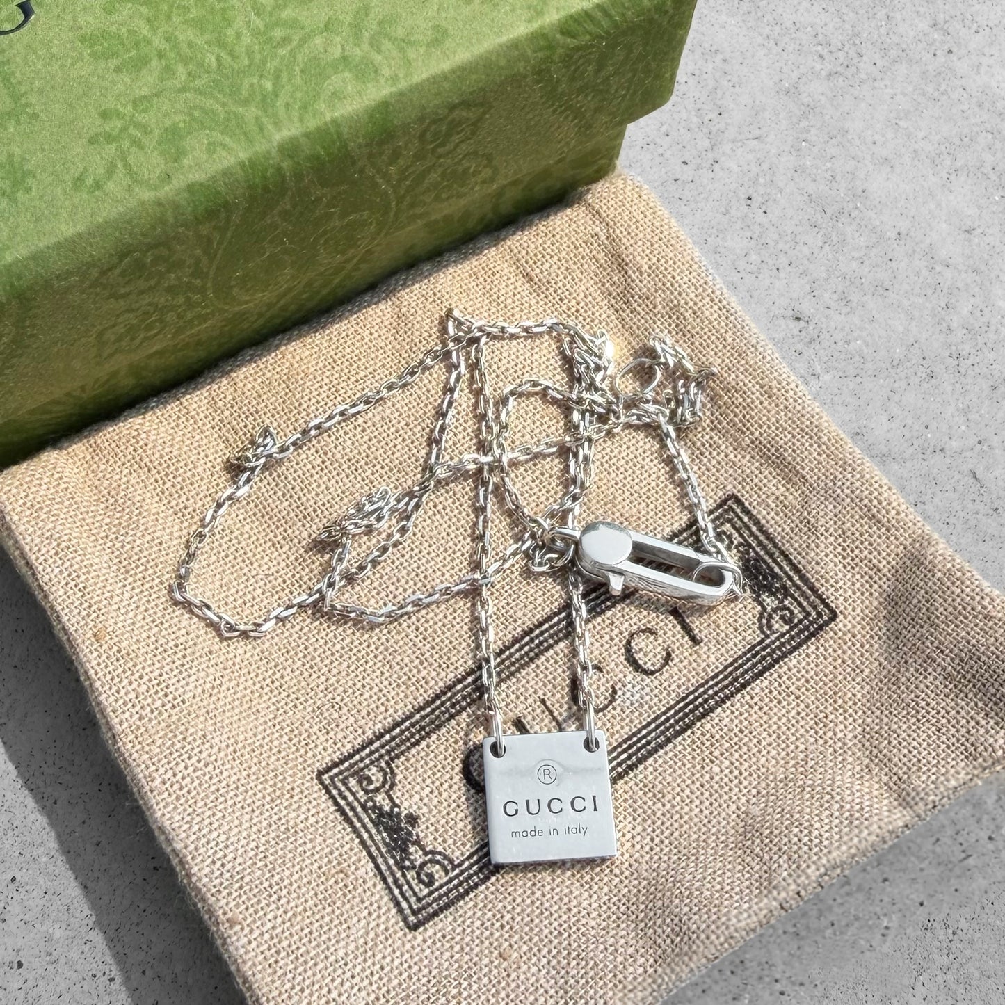 Gucci Trademark Square Pendant Necklace