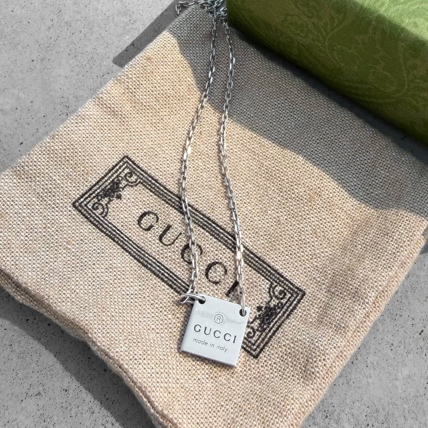 Gucci Trademark Square Pendant Necklace