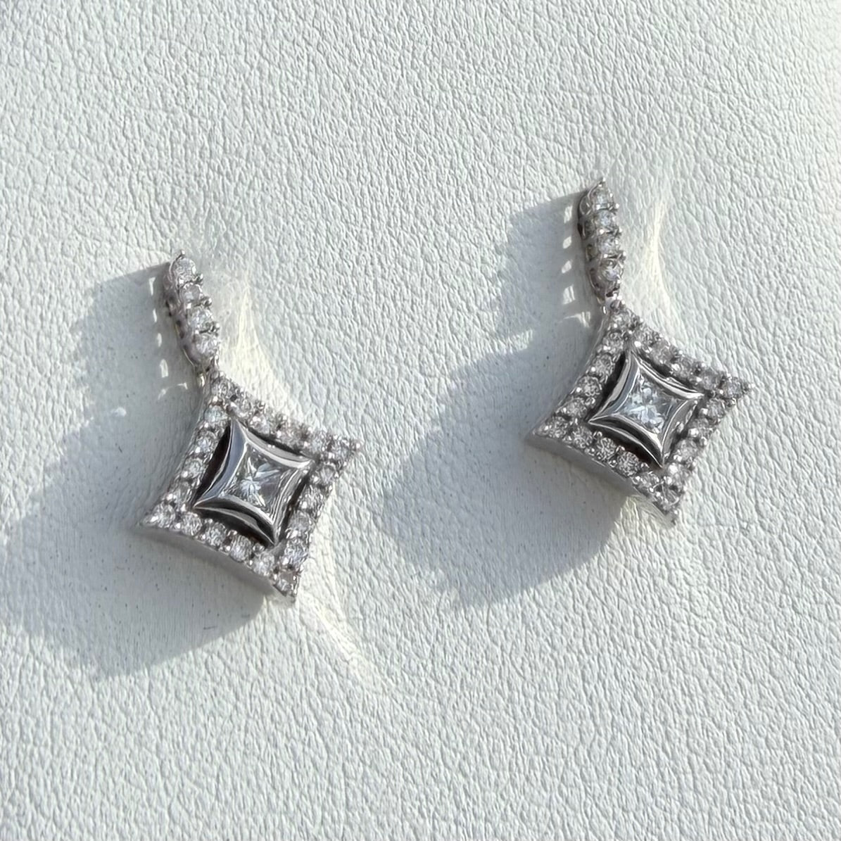 Estate Drop Dangle Diamond Stud Earrings