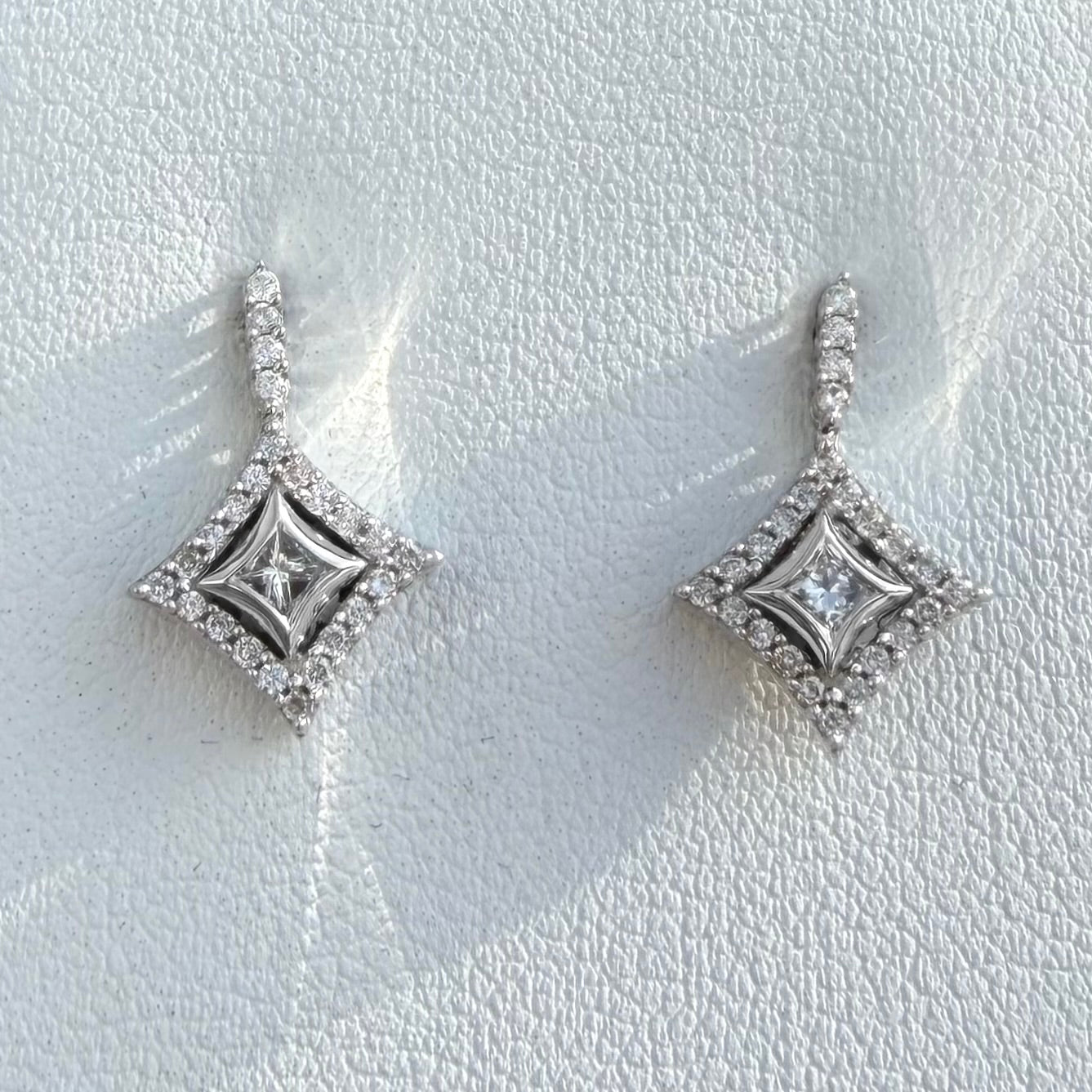 Estate Drop Dangle Diamond Stud Earrings