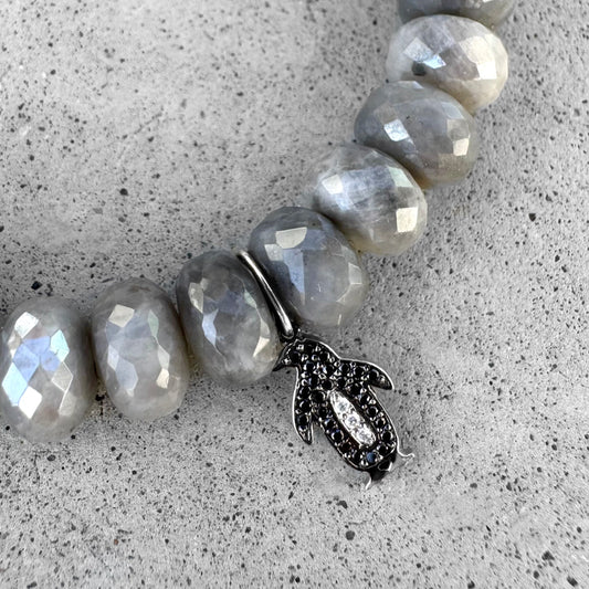 Sydney Evan Penguin Charm Grey Moonstone Bracelet