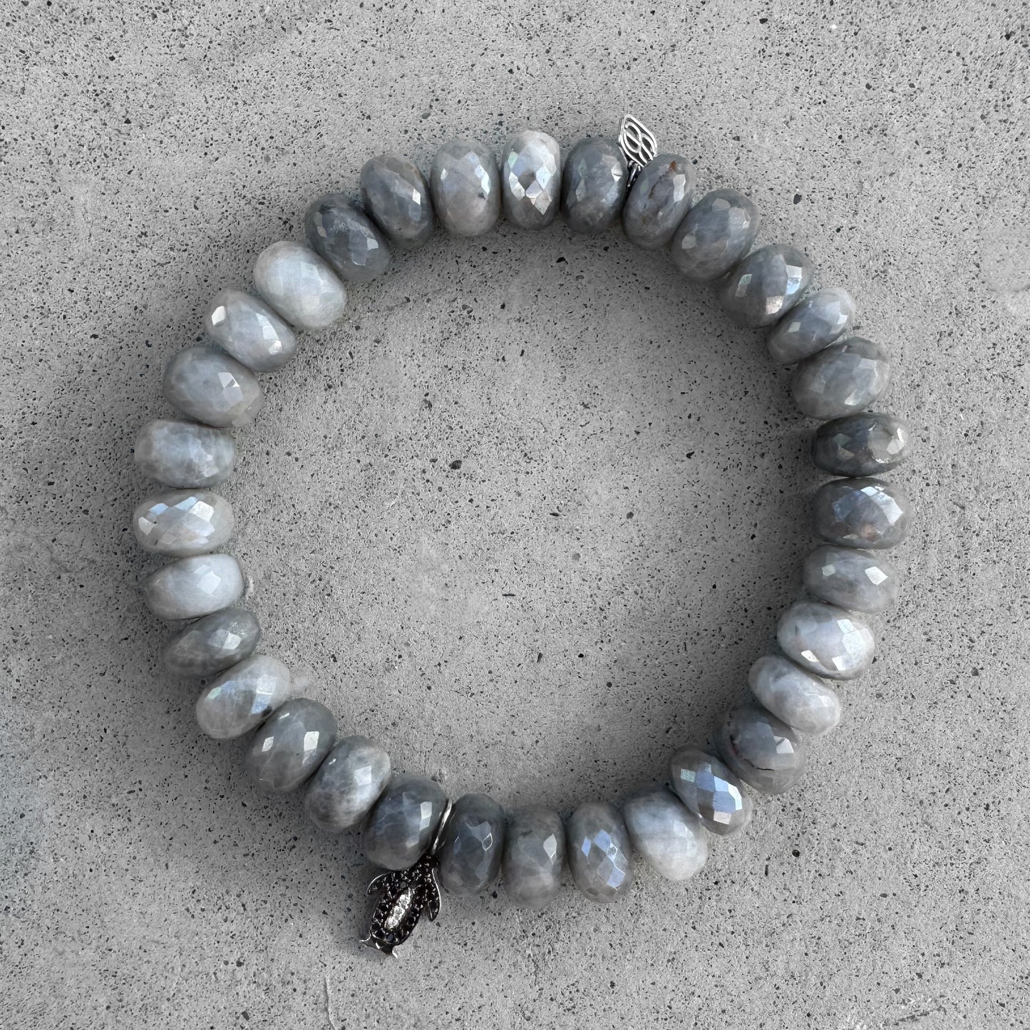 Sydney Evan Penguin Charm Grey Moonstone Bracelet