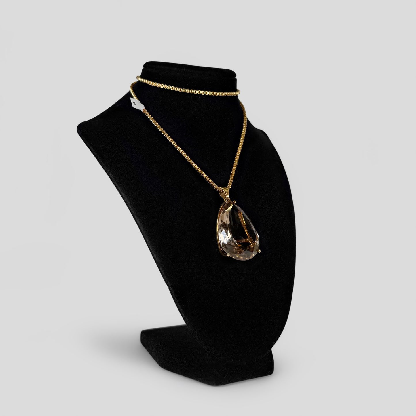 Estate Solitaire Smoky Quartz Gold Necklace