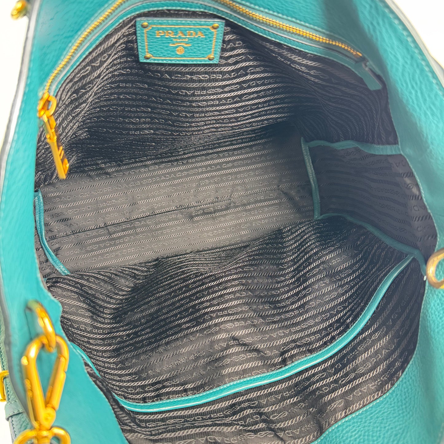 Prada Vitello Daino Turquoise Tote Bag