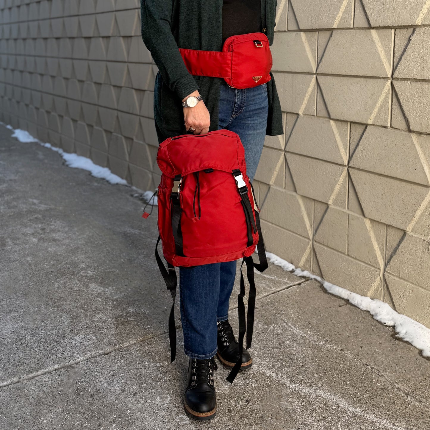 Prada Nylon Backpack with Removable Pouch