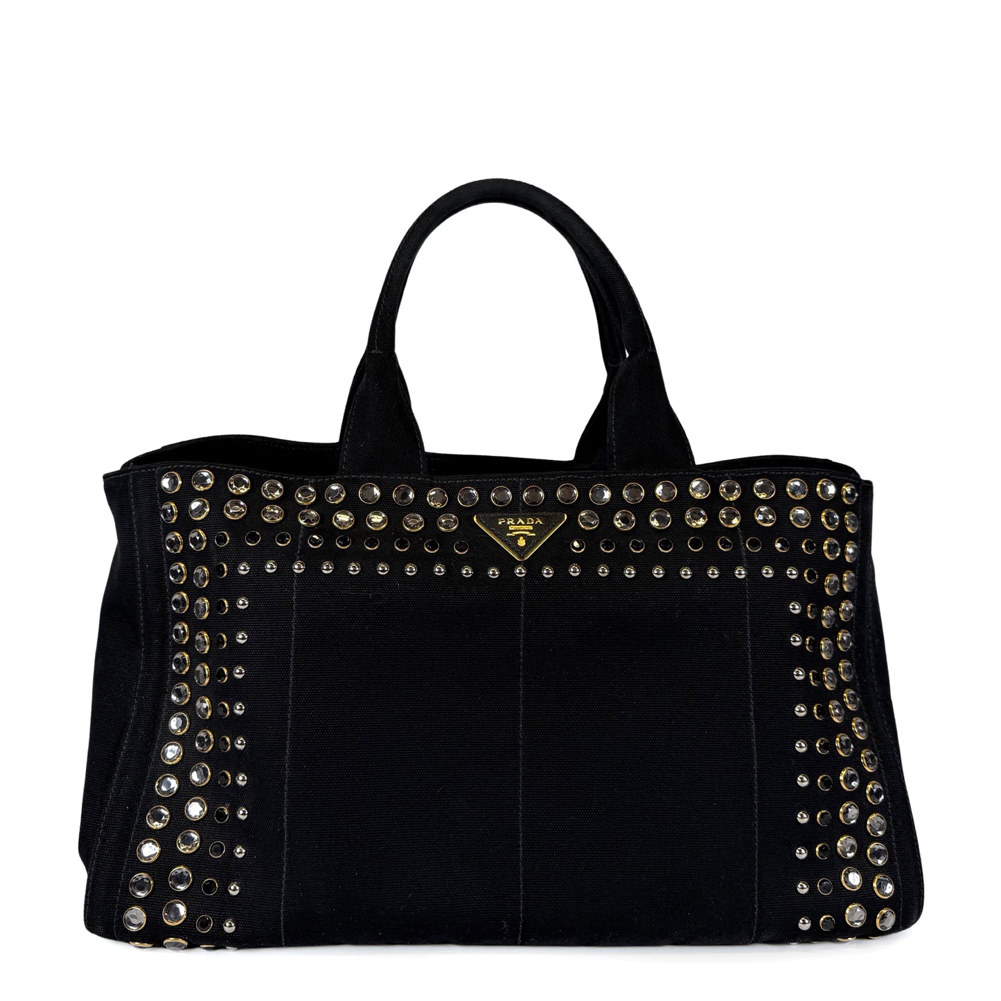 Prada Bijoux Canapa Studded Tote Bag