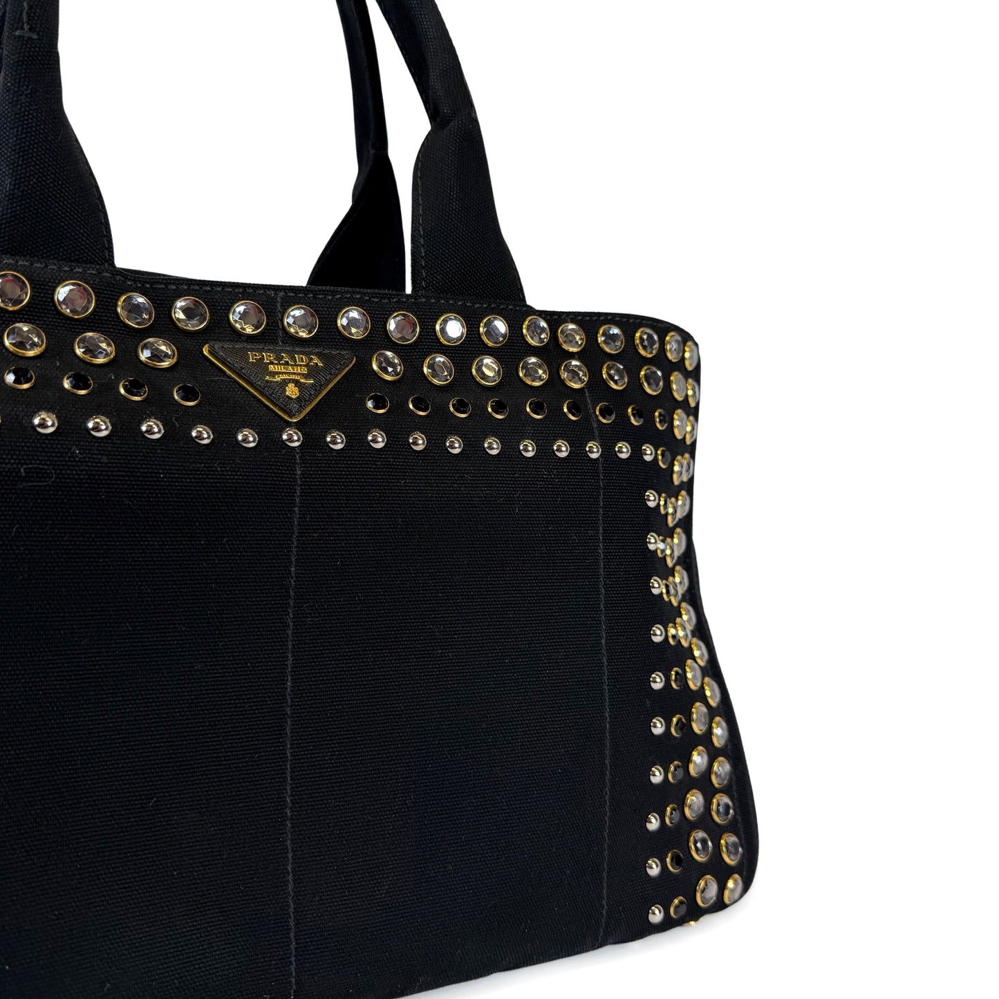 Prada Bijoux Canapa Studded Tote Bag