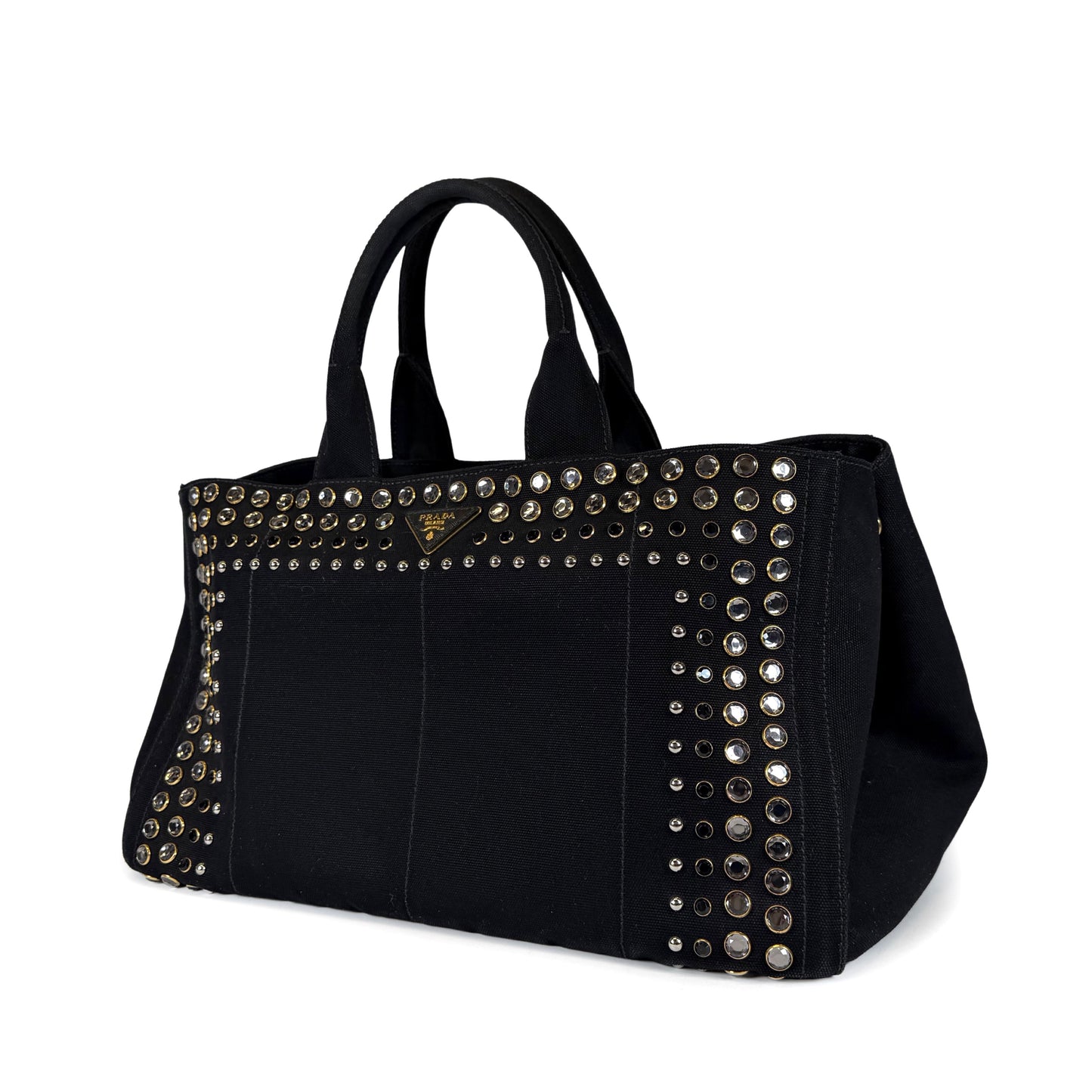 Prada Bijoux Canapa Studded Tote Bag
