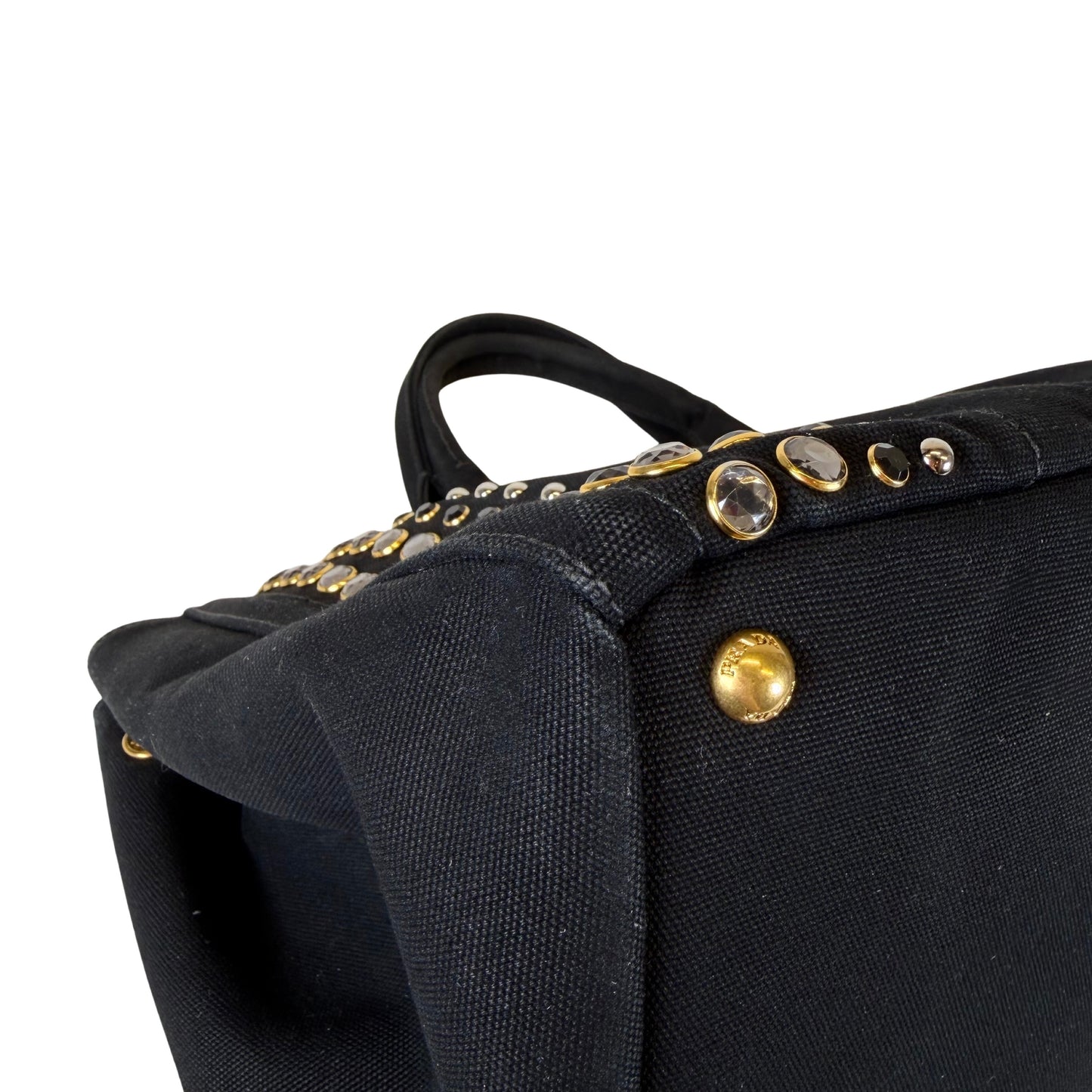 Prada Bijoux Canapa Studded Tote Bag