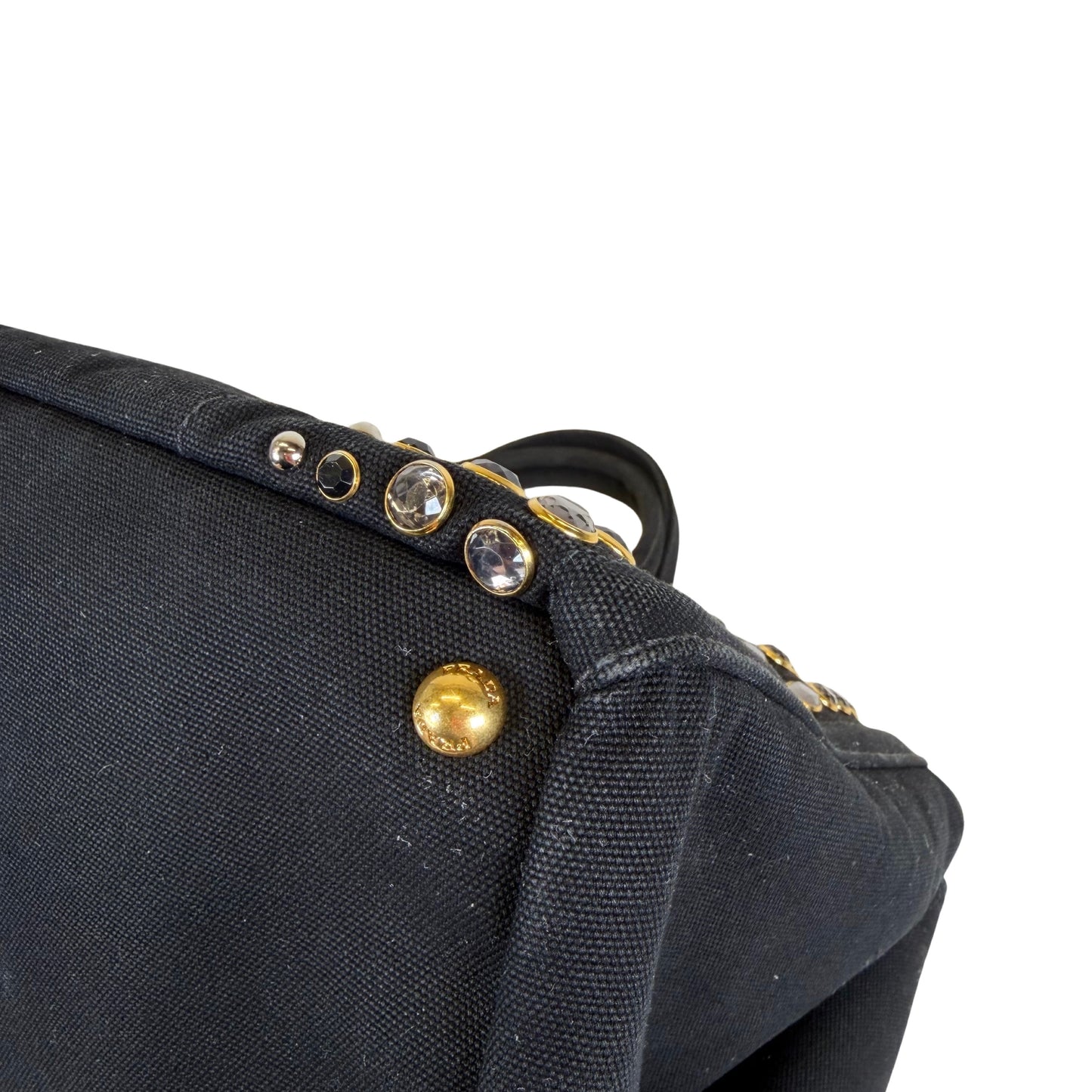 Prada Bijoux Canapa Studded Tote Bag