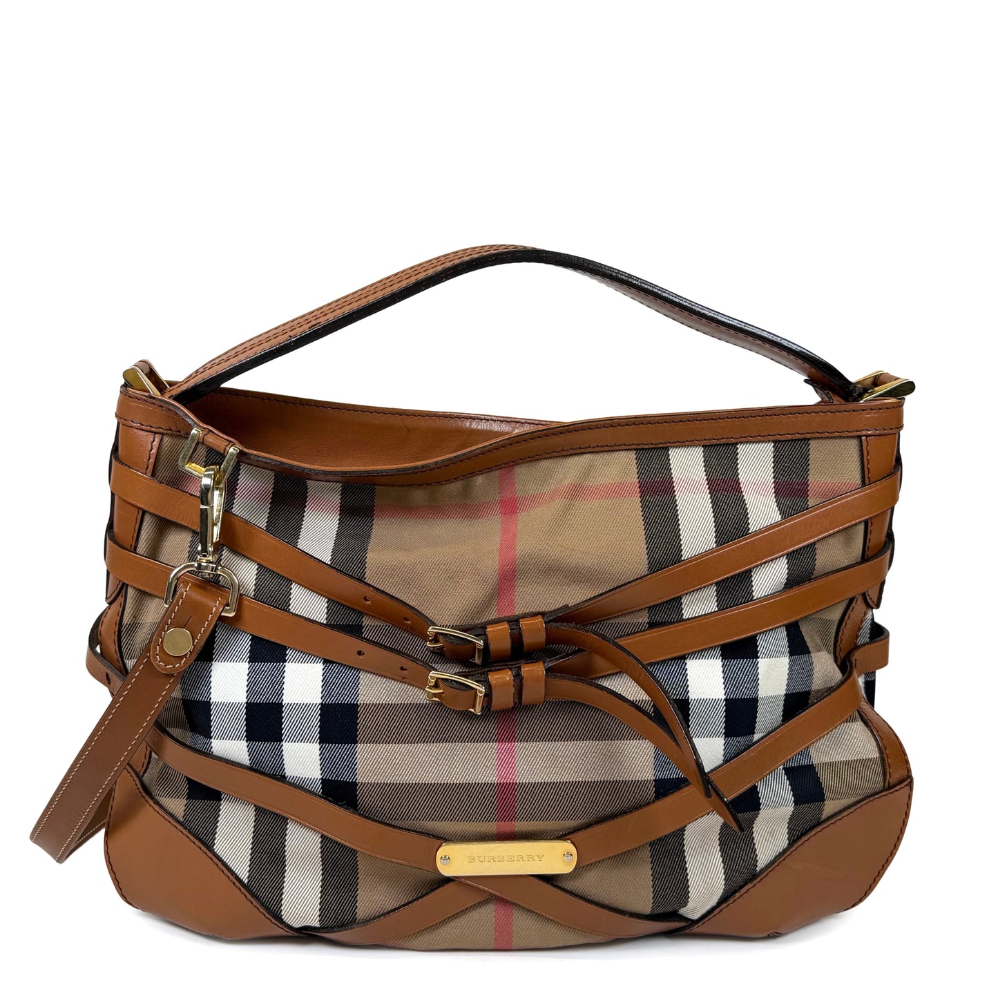 Burberry House Check Bridle Dutton Hobo Bag