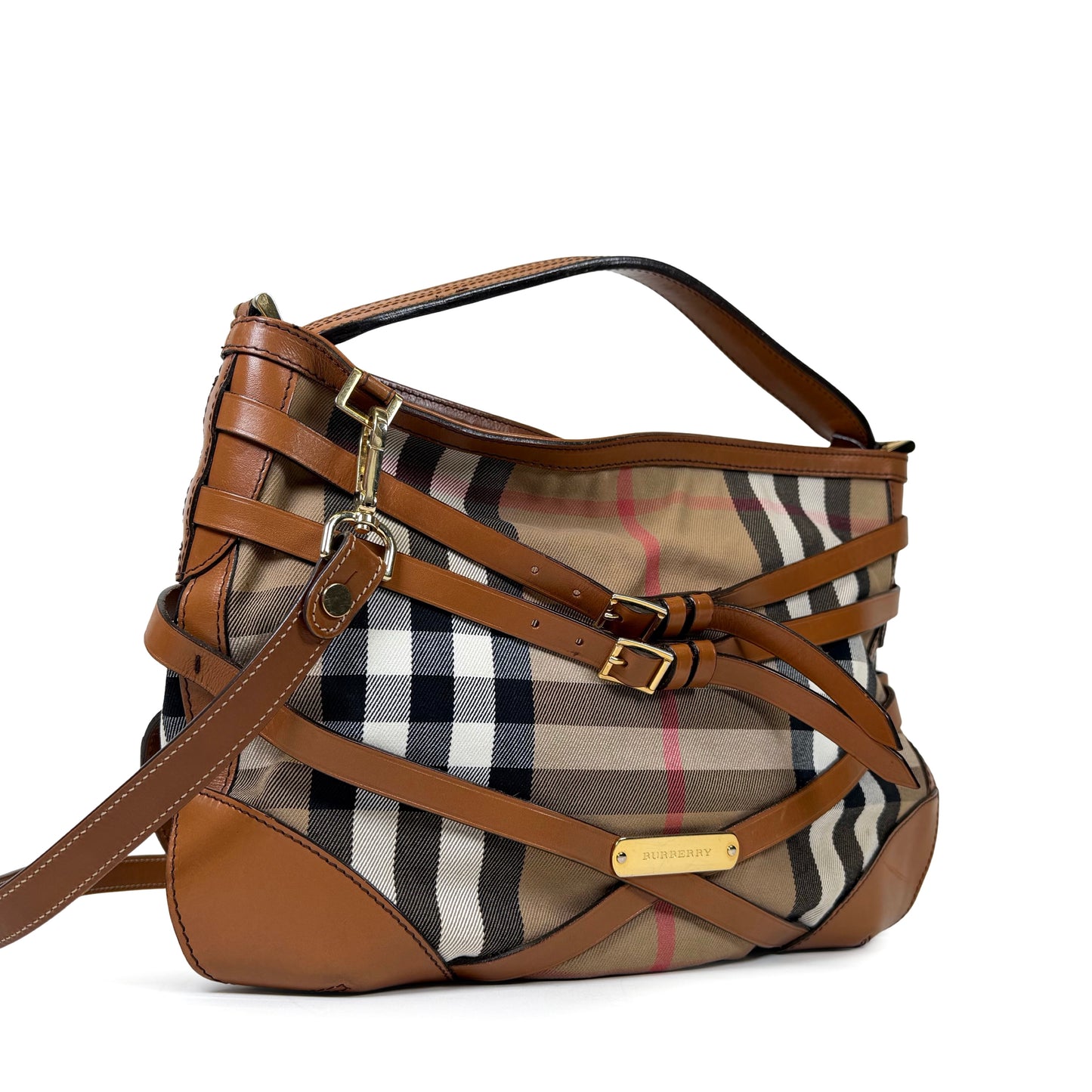 Burberry House Check Bridle Dutton Hobo Bag