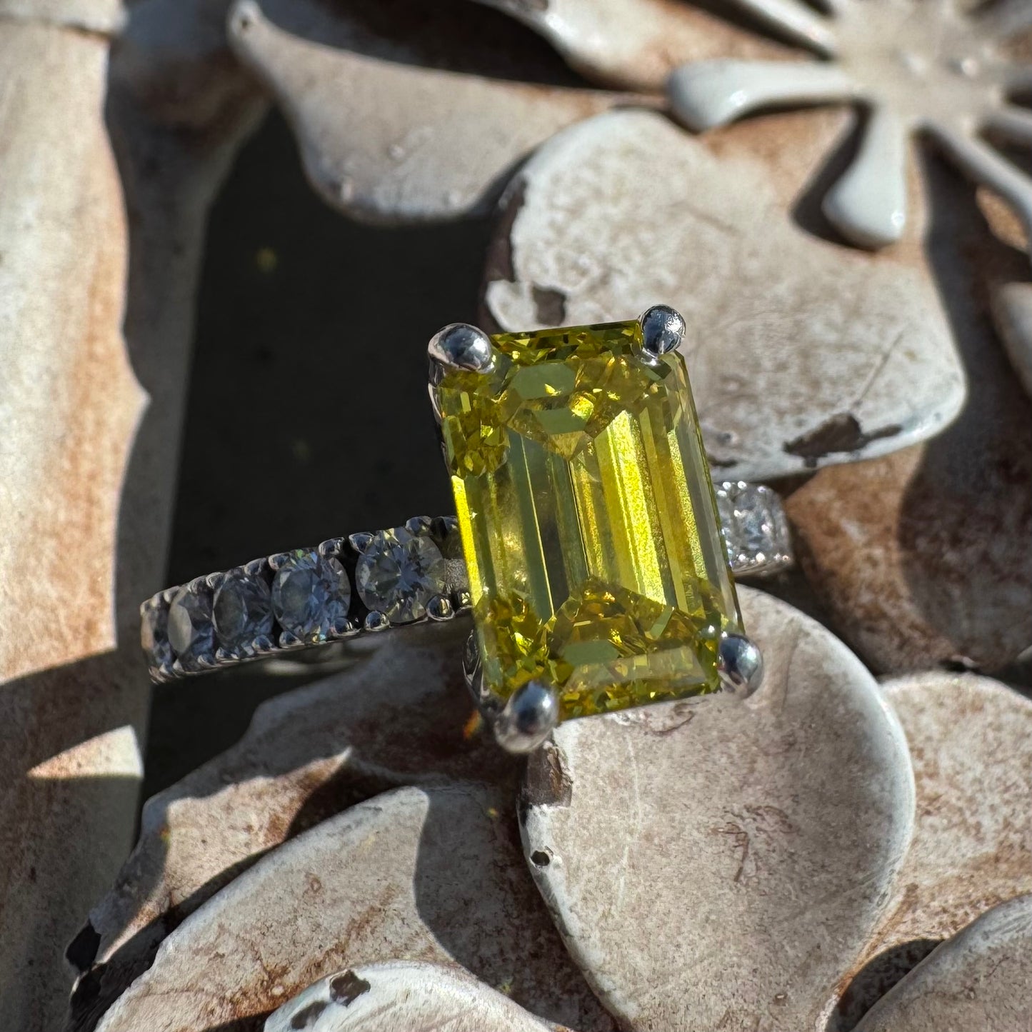 White Gold Yellow Diamond Ring