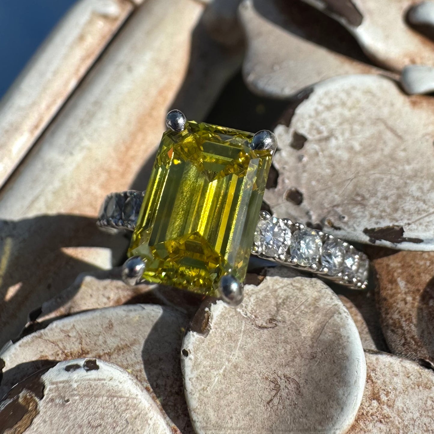 White Gold Yellow Diamond Ring