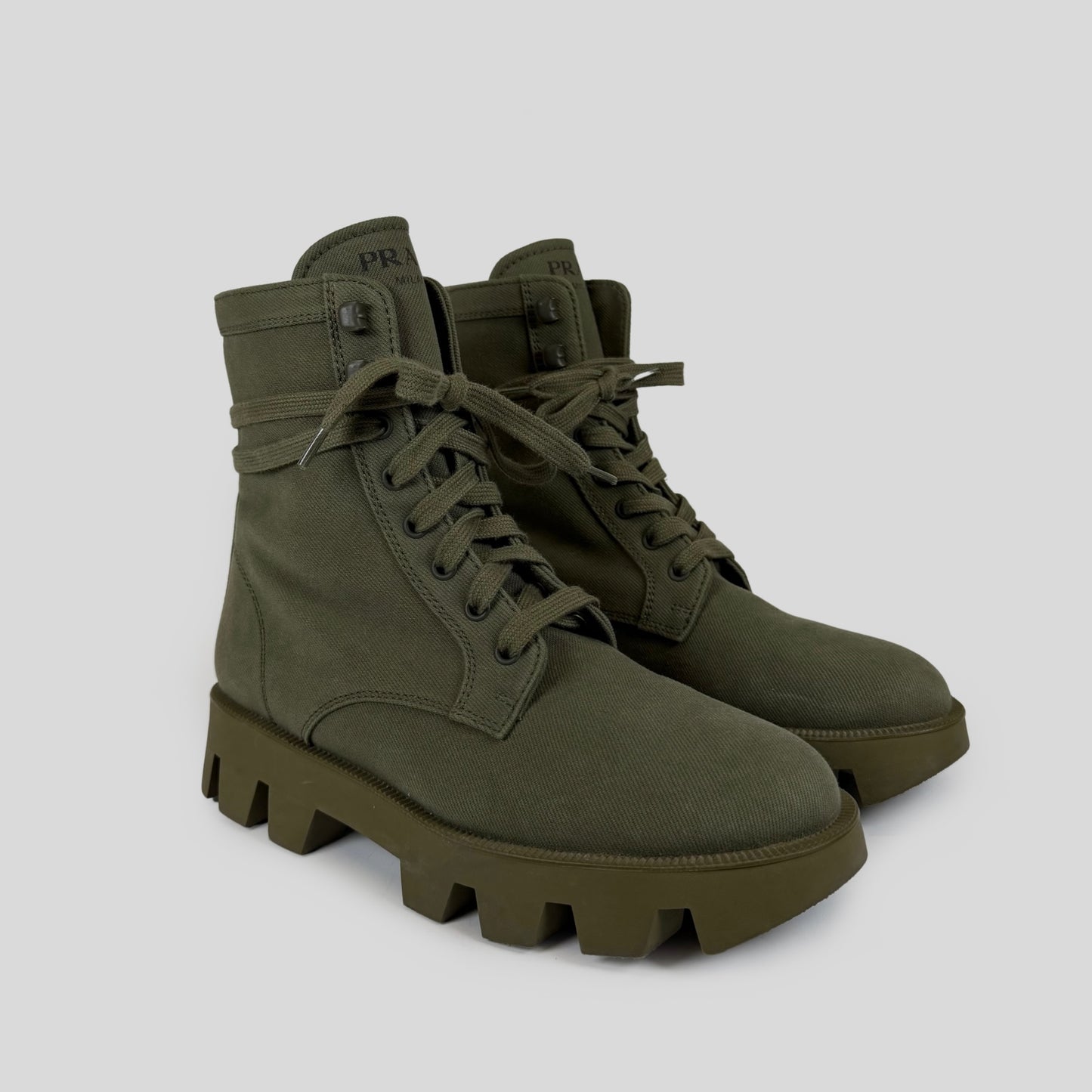 Prada Canvas Combat Boots
