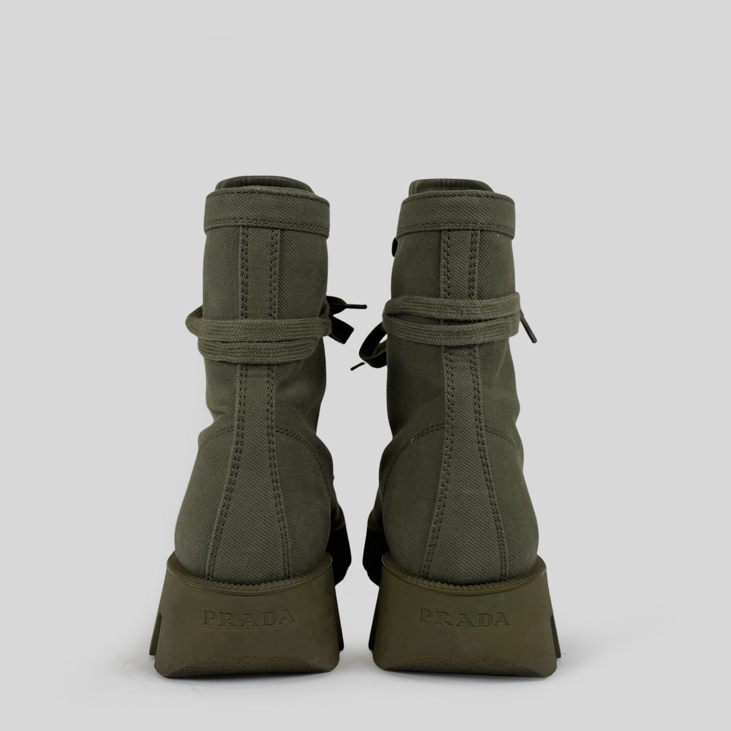 Prada Canvas Combat Boots