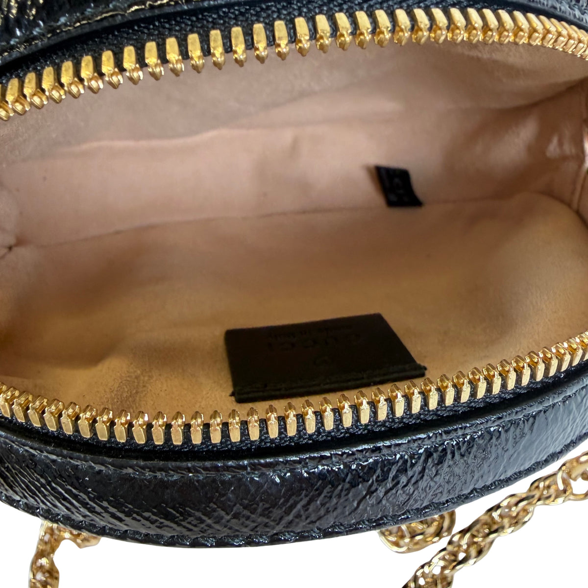 Gucci Ophidia Web Suede Patent Round Bag
