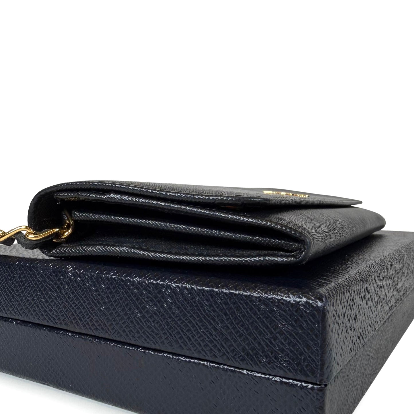 Prada Saffiano Leather Wallet On Chain