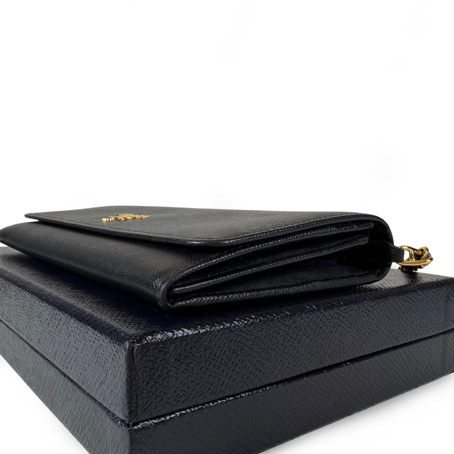 Prada Saffiano Leather Wallet On Chain