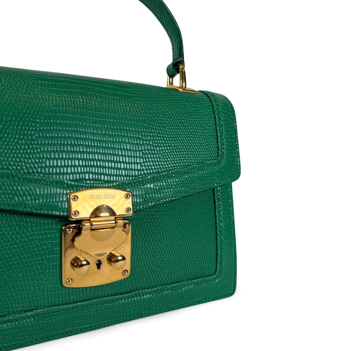 Miu Miu Confidential Lizard-Embossed Top Handle Bag