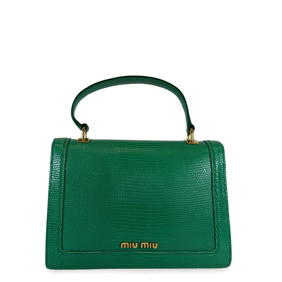 Miu Miu Confidential Lizard-Embossed Top Handle Bag