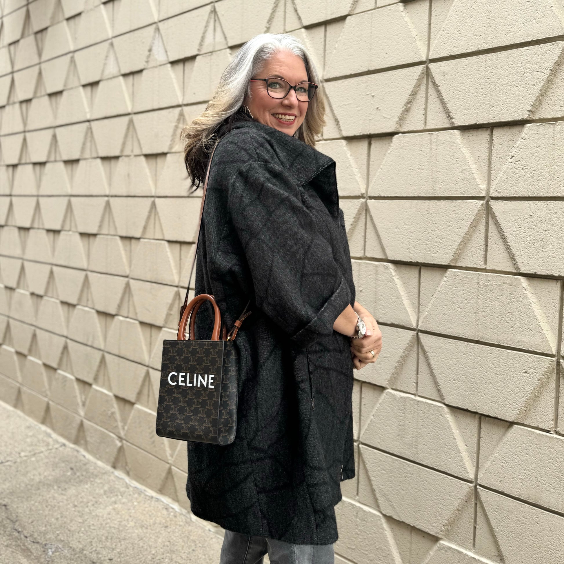 Celine Vertical Triomphe Canvas Mini Bag