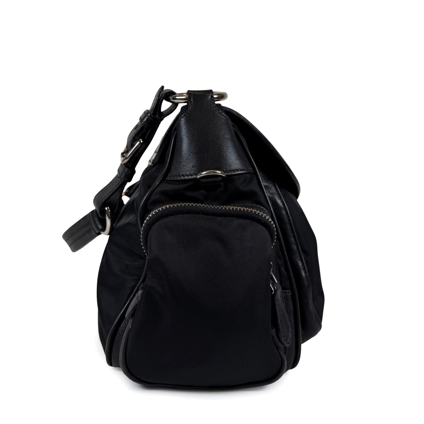 Prada Nylon Leather Pushlock Bag